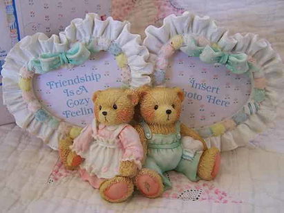 Cherished Teddies - Picture Frame (Double Heart Shaped)