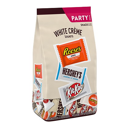 HERSHEY'S, REESE'S & KIT KAT® Assorted White Crème Snack Size Candy Bars, Bulk, 32.6 oz, Party Bag (Approx. 59 Pieces)