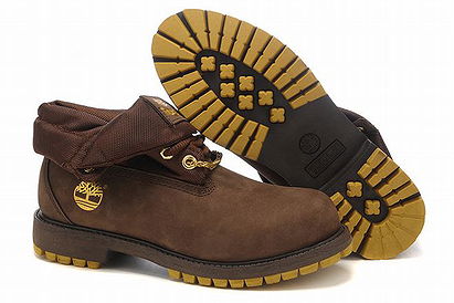 Mens Roll Top Timberland Boots With Brown Scrub With Gold Chains