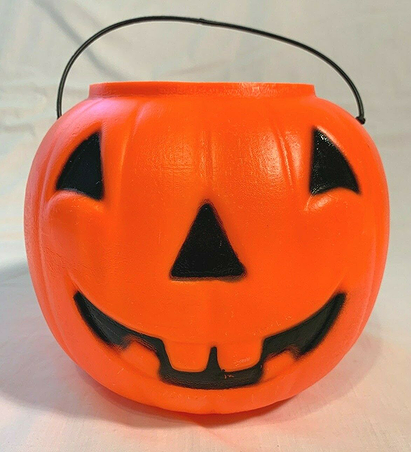 Halloween Blow Mold JOL Pumpkin Candy Pail Bucket Vintage
