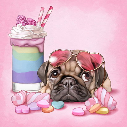 Pug & Smoothie by Maryline Cazenave