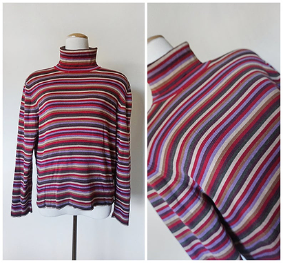 90s Striped Jumper with Roll-Neck  Eddie Bauer Sweater