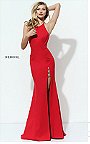 Fitted Red Sherri Hill 50647 Jeweled Long Low Back Slit Prom Gown Elegant
