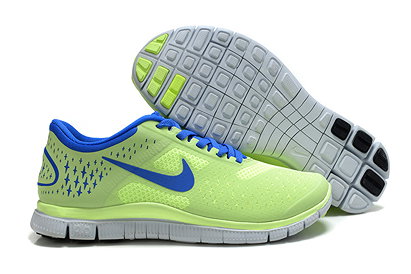 Nike Free 4.0 V2 Fluorescence Green Royal Blue Running Womens Shoes 
