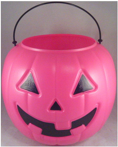 Halloween Pumpkin Jack O Lantern Candy Bucket (Pink)