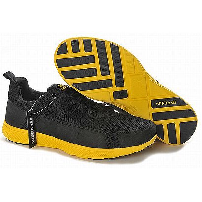 supra mesh shoes black yellow running mens