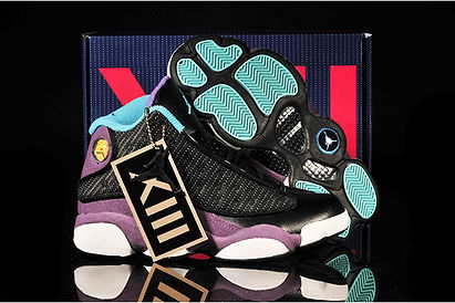 Air Jordan Shoes XIII with Colorways Black - Atomic Teal & Grape/White for Womens