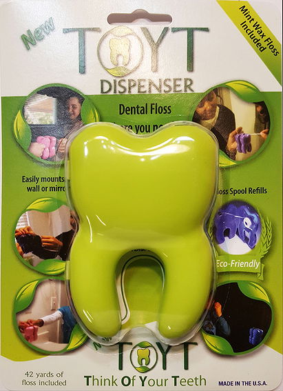 Refilable TOYT Dispenser with floss for teeth