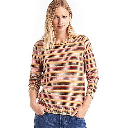 GAP Wool Mini Stripe Rainbow Crewneck Sweater