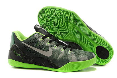 Men Size Low Nike Electric Green/Gorge Green/Metallic Silver Air Kobe Bryant 9 IX EM Premium Sneakers