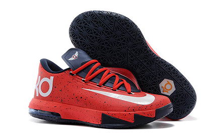 Nike Zoom KD VI Athletic Sneakers in Colorway White/Red and Dark Blue