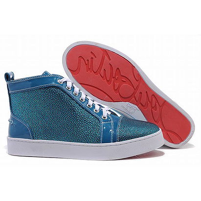 Christian Louboutin Louis Strass High Top Men Sneakers Blue