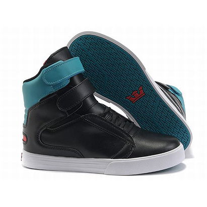 High Top Supras Tk Society Black White/Aqua Men Skate Footwear