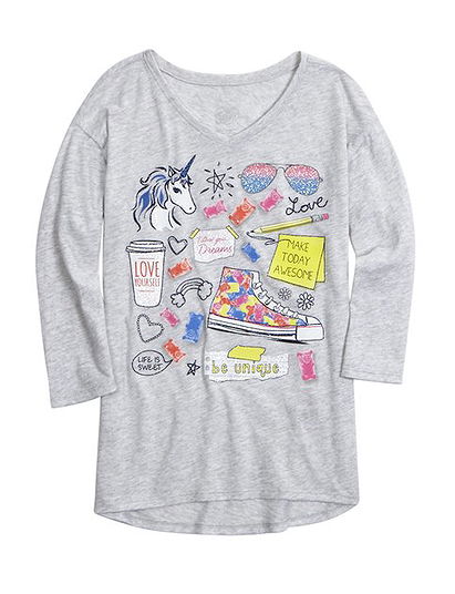 Printed V Neck Tee