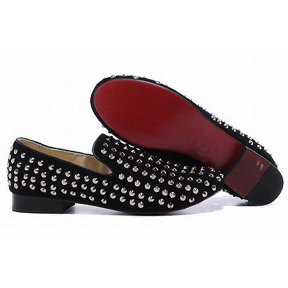 Christian Louboutin Rollboy Flat Spikes Mens Flat Shoes Suede Black