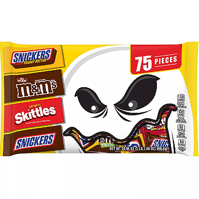 M&M's, Skittles, Snickers Halloween Fun Size Candy Variety Pack - 34.95oz/75ct