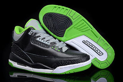 Air Jordan Retro 3 Joker Shoes with Grey White and Electric Gren Mens
