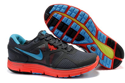 Nike Lunarglide 3 AnthraciteBlue Glow-Black-Solar Red Womens Shoes 