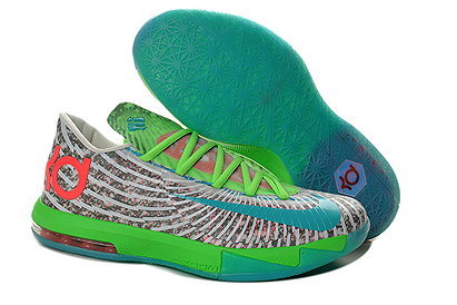 Kevin Durant VI Supreme Grey %u2013 Green %u2013 Blue New Release Mens Shoes