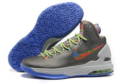 Kevin Durant KD V%u201CSplatter%u201DNike Mens Shoes Sport Grey Violet Force-Strata Grey-Bright Crimson-Electric Green