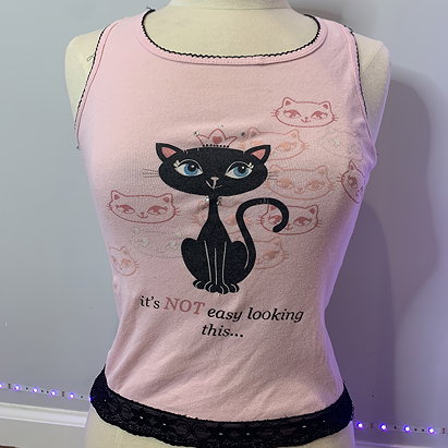 Purrfect Y2K baby tank\nFits an XS/S\nCat decal \nWith...