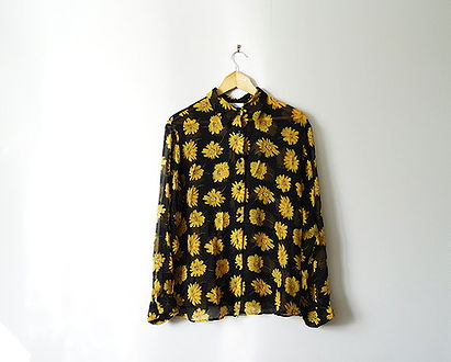 90s Black Sunflower Sheer Shirt