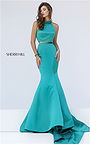 Glamorous Emerald High Neck 2 Piece Mermaid Style Prom Dress From Sherri Hill 32365
