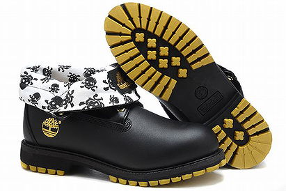 Timberland Roll Top Boots Black White Mens