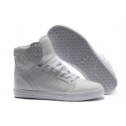 Men All White Supra Skate Sneaker Skytop - High Tops