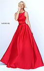 2017 Beaded Sherri Hill 50502 Red High Neck A-line Prom Dress Long