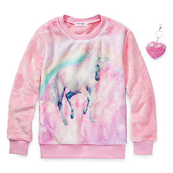 Knit Works Girls Scoop Neck Long Sleeve Graphic T-Shirt