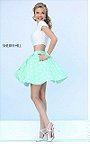 Beaded Sherri Hill 32247 Polka Dot Ivory/Mint Two Piece Cocktail Dress Outlet