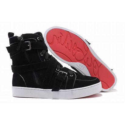 Christian Louboutin Spacer Flat High Top Mens Sneakers Black Suede