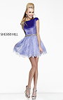 Lilac Sherri Hill 21206 Velvet Layered Short Cocktail Dress 2014