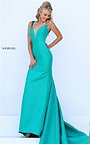 Sherri Hill 50331 Emerald V-Neck Beaded Straps Open Back Evening Dress 2016