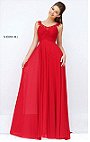 2016 Sherri Hill 50093 V Neckline Red Beaded Open Back Chiffon Long Ruched Prom Dresses