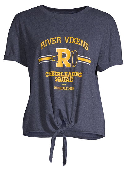 Riverdale Juniors' Cuff Sleeve Tie Front Graphic T-Shirt