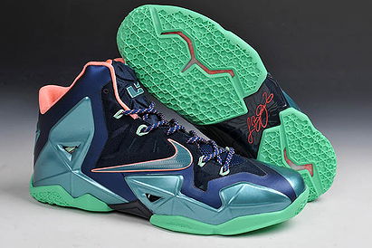 Nike King LeBron 11 Brave Blue with Mineral Teal/Atomic Pink Colors Mens Sports Footwear - 
