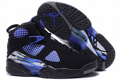 Nike Black and Blue Jordan Retro VIII Basketball Sneaker