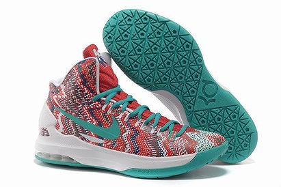 KD V Nike Zoom Kevin Durant Women Shoes Christmas Graphic Red-WhiteNew Green