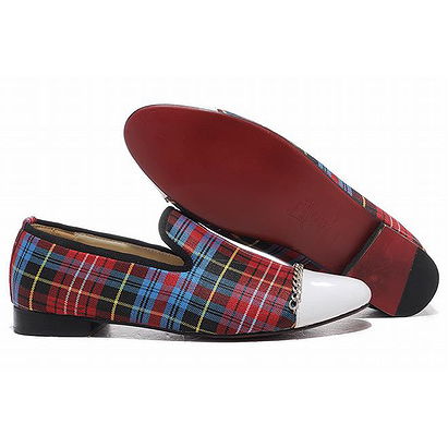 Red Bottom Christian Louboutin Rollergirl Tartan Canvas Womens Flat Shoes Red