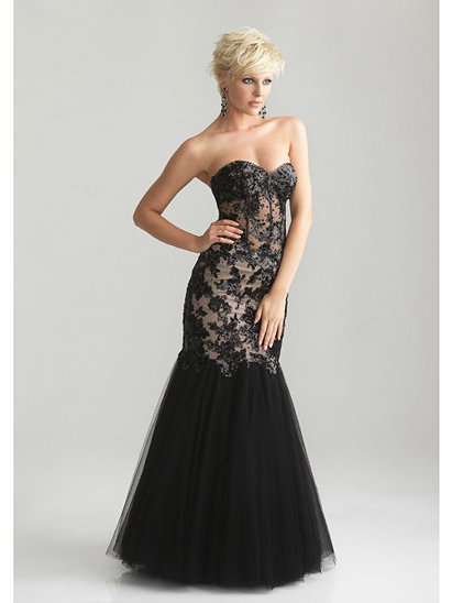 Sheath Strapless Lace Tulle Full