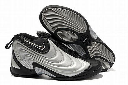 silver and black flightposite nike shoes