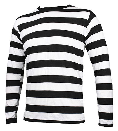 Striped Long Sleeve Shirt Black and White Adult (Small)