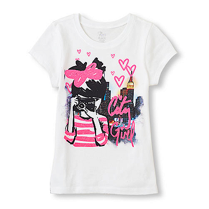 photo-real city girl graphic tee