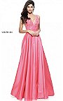 2017 Coral Sherri Hill 50964 Beaded V-Neck Long A-Line Dress Prom Girls