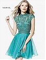 Sherri Hill 51291 Beaded Pattern 2017 Chiffon Short A Line Party Dresses Jade [Sherri Hill 51291 Jade] - $250.00