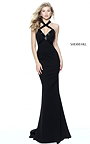 Sherri Hill Prom 2017 Halter Open Back Style 50865 Fitted Full Length Dress