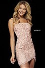 Sherri Hill Blush 2018 Lace Appliques Strapless Homecoming Dresses 52339 [Sherri Hill 52339 Blush] - $230.00