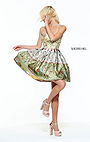 2017 Sherri Hill 50796 Yellow Floral Print Sweetheart Neck Satin Short A Line Prom Dresses [Sherri Hill 50796 Yellow] - $220.00